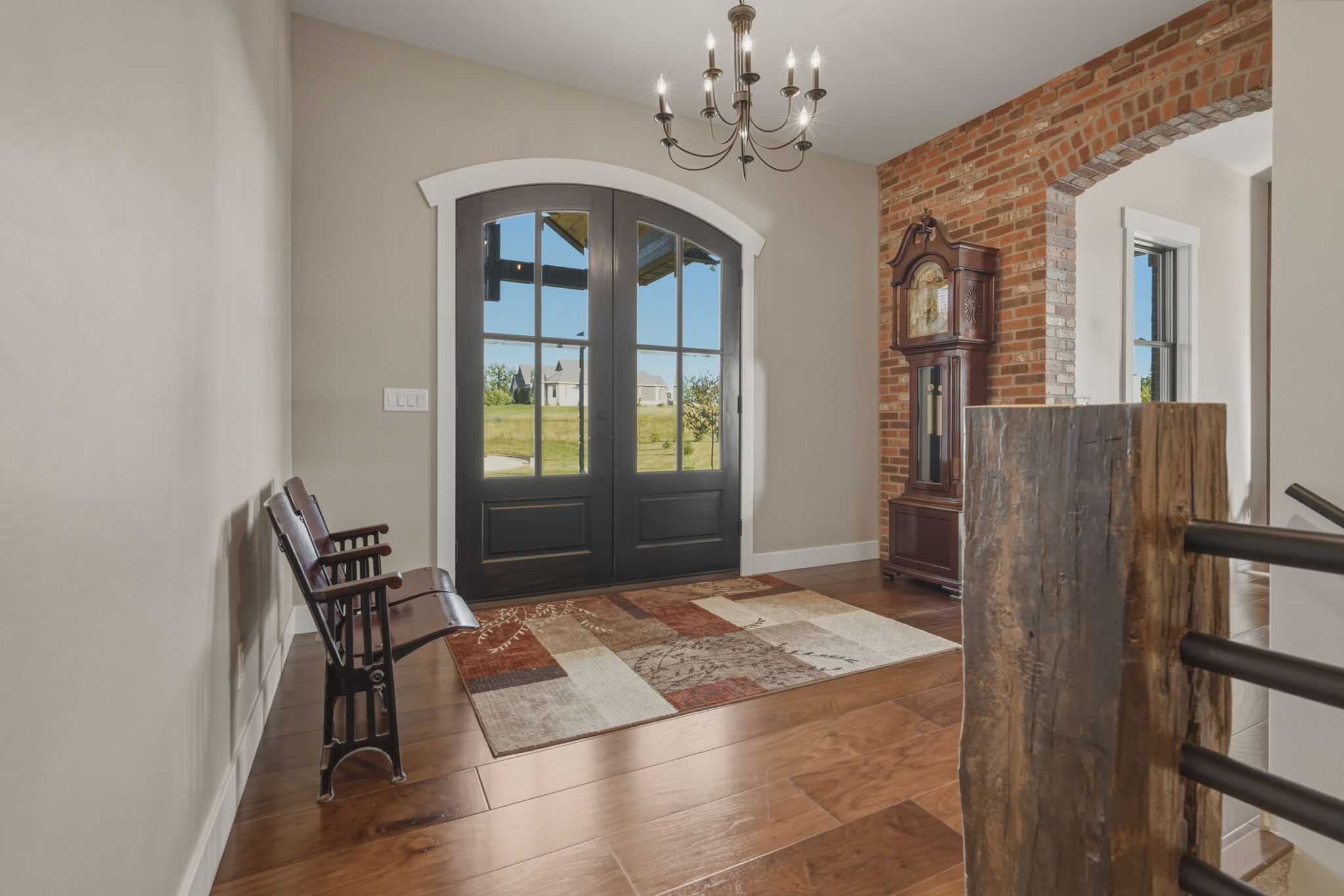 Entry foyer with arched double doors